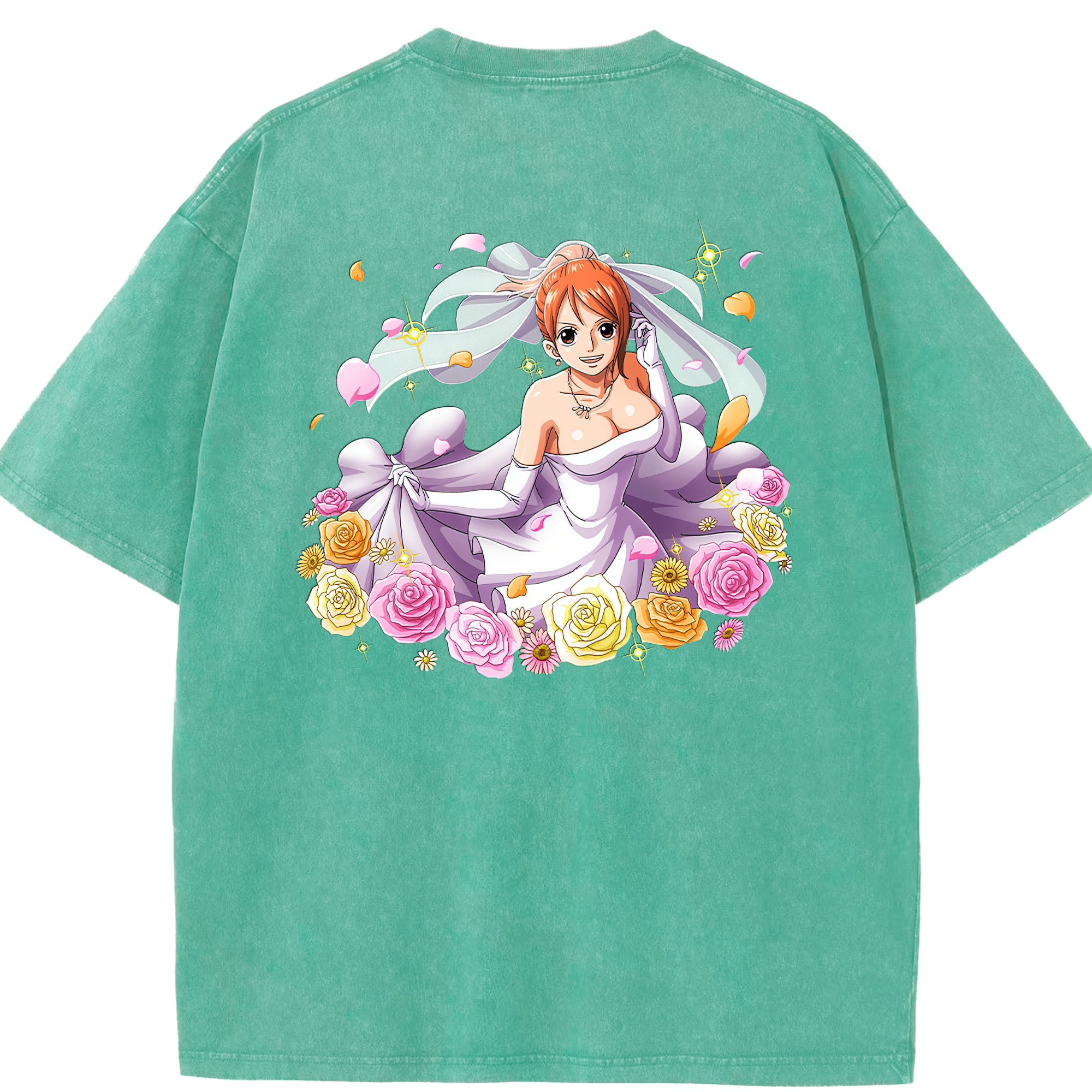 ワンピース ナミ ONE PIECE Nami 綿100% ヴィンテージ風 半袖Tシャツ（背面プリント）